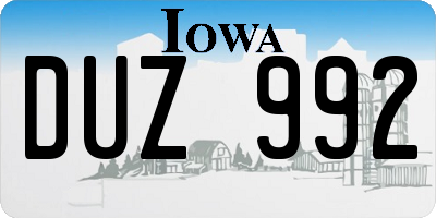 IA license plate DUZ992