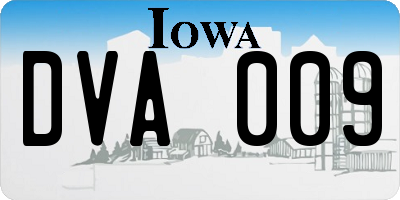 IA license plate DVA009