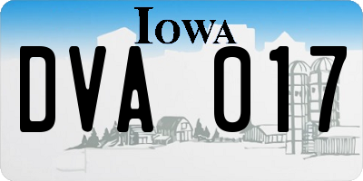 IA license plate DVA017