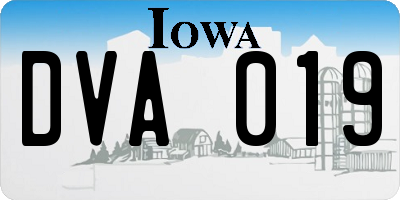IA license plate DVA019