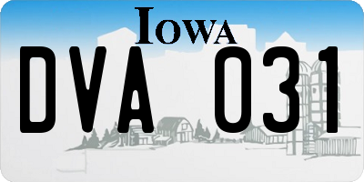 IA license plate DVA031