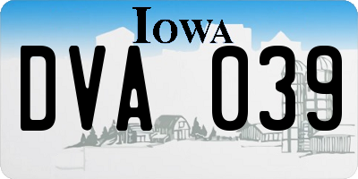 IA license plate DVA039