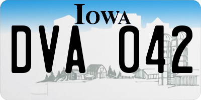 IA license plate DVA042