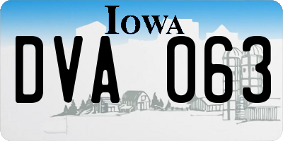IA license plate DVA063