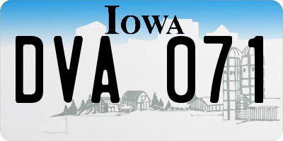 IA license plate DVA071