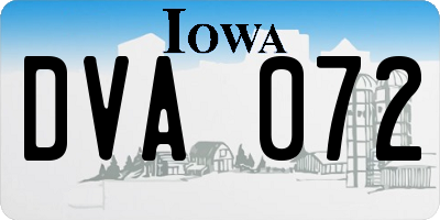 IA license plate DVA072