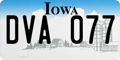IA license plate DVA077