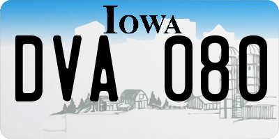 IA license plate DVA080