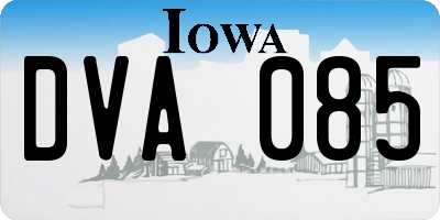 IA license plate DVA085
