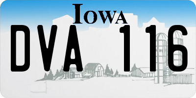 IA license plate DVA116