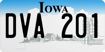 IA license plate DVA201