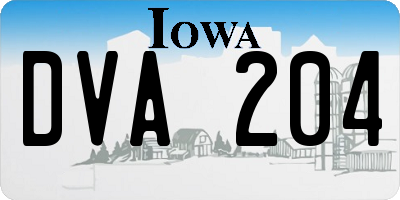 IA license plate DVA204