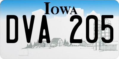 IA license plate DVA205