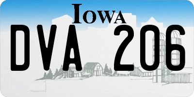 IA license plate DVA206