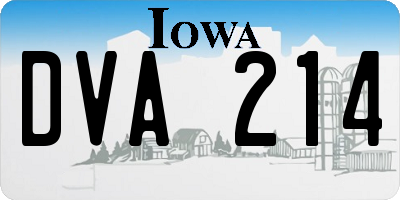 IA license plate DVA214