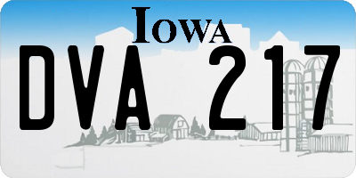 IA license plate DVA217