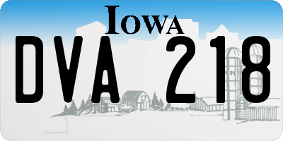 IA license plate DVA218