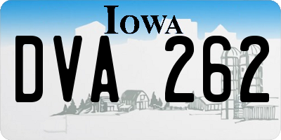 IA license plate DVA262