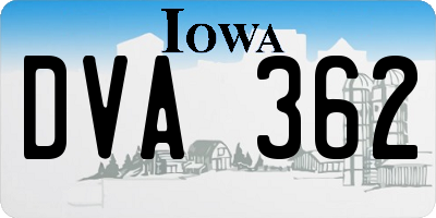 IA license plate DVA362