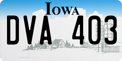 IA license plate DVA403
