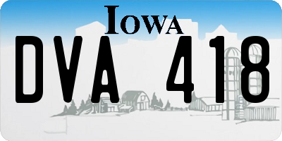 IA license plate DVA418