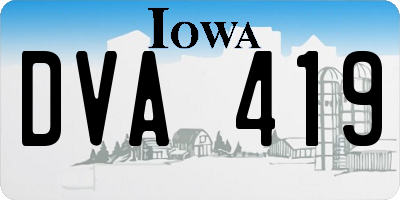 IA license plate DVA419