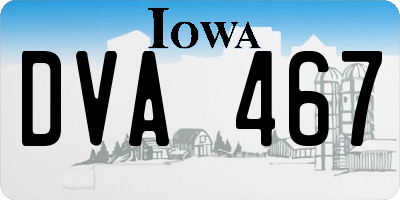 IA license plate DVA467