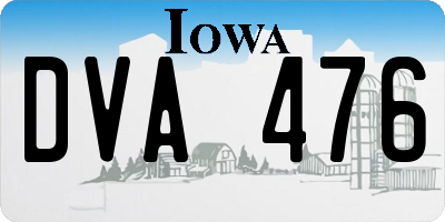 IA license plate DVA476
