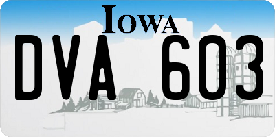 IA license plate DVA603