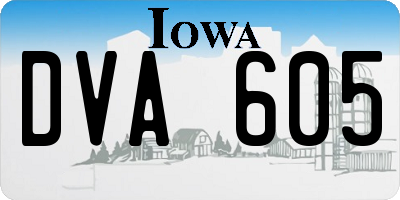 IA license plate DVA605