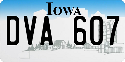 IA license plate DVA607