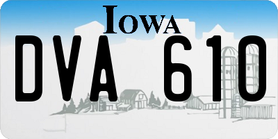IA license plate DVA610