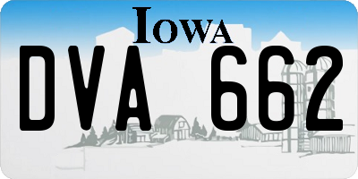 IA license plate DVA662