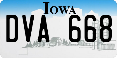 IA license plate DVA668