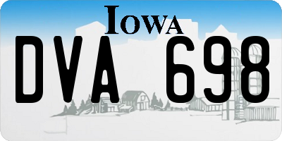 IA license plate DVA698