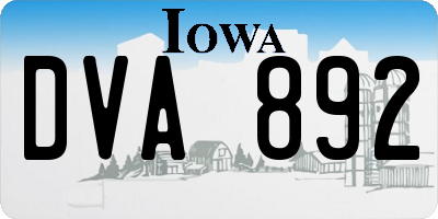 IA license plate DVA892
