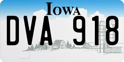 IA license plate DVA918