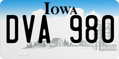 IA license plate DVA980