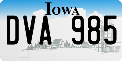 IA license plate DVA985