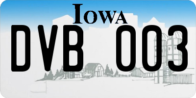 IA license plate DVB003