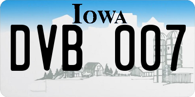 IA license plate DVB007