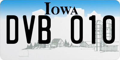 IA license plate DVB010