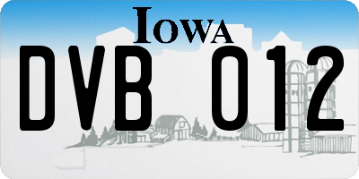 IA license plate DVB012
