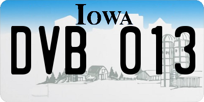 IA license plate DVB013