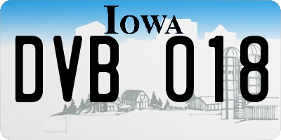 IA license plate DVB018