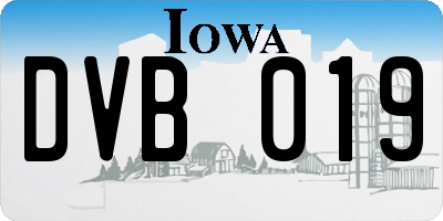 IA license plate DVB019