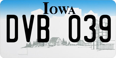 IA license plate DVB039