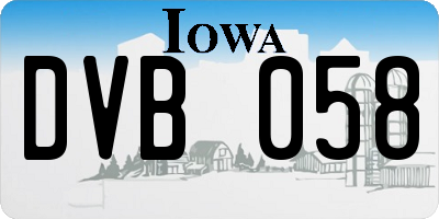 IA license plate DVB058