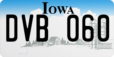 IA license plate DVB060