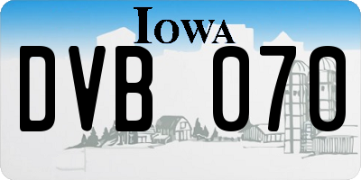 IA license plate DVB070